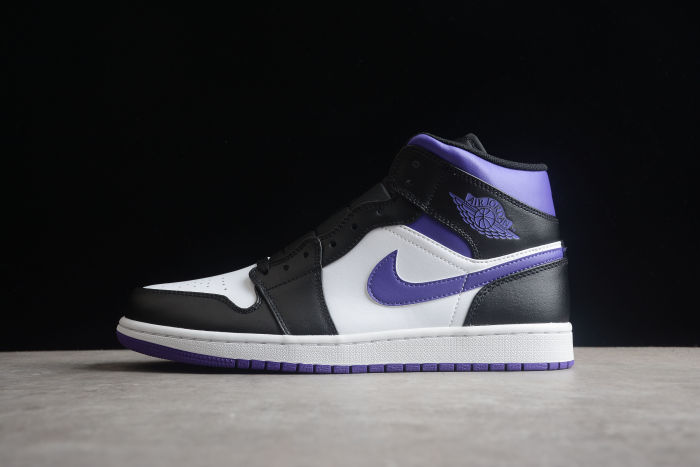 Air Jordan 1 Mid AJ1 Black White Purple