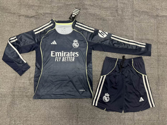 Real Madrid Away Long Sleeve Kids Suit 25/26