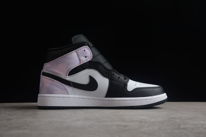 Air Jordan 1 Mid SE GS Zen Master Sneakers White Black Amethyst-Wav