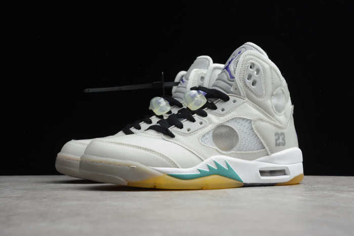 2020 OFF WHITE x Air Jordan 5 Grey Green White CT8480-105