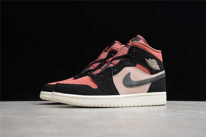 Air Jordan 1 Mid Suede Trainers BQ6472-202 Canyon Rust/Black