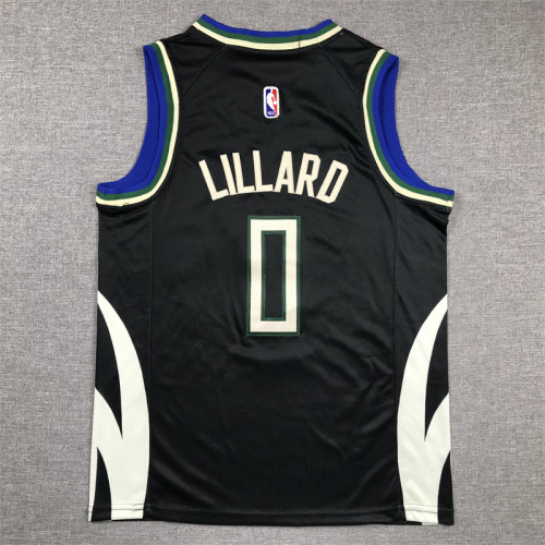 Milwaukee Bucks Kids Jersey Black Statement Edition  NO.0 LILLARD
