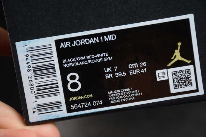 Air Jordan 1 Mid Banned Black Red White 554724-074