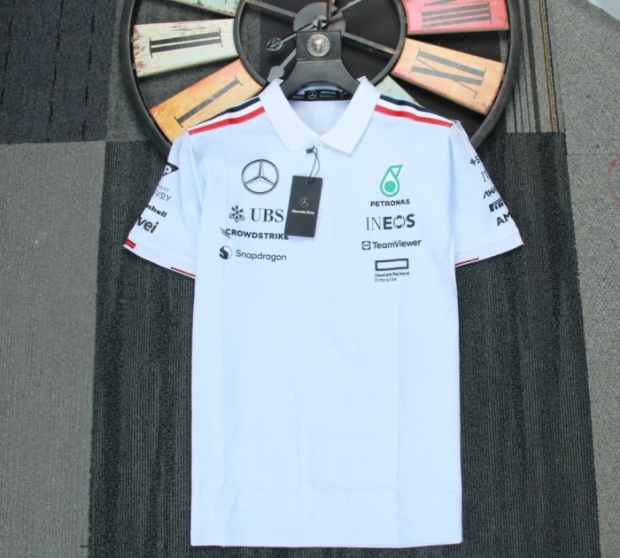 2024 Mercedes AMG Petronas Polo Shirt White NO Number