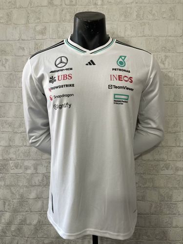 2025 Mercedes AMG Petronas Driver Shirt Long Sleeve White NO Number
