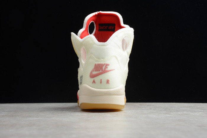 OFF-WHITE x Air Jordan 5 White Fire Red CT8480-002