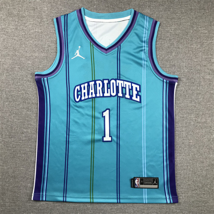 Charlotte Hornets Kids Jersey Blue Classic Edition 23/24 NO.1 BALL