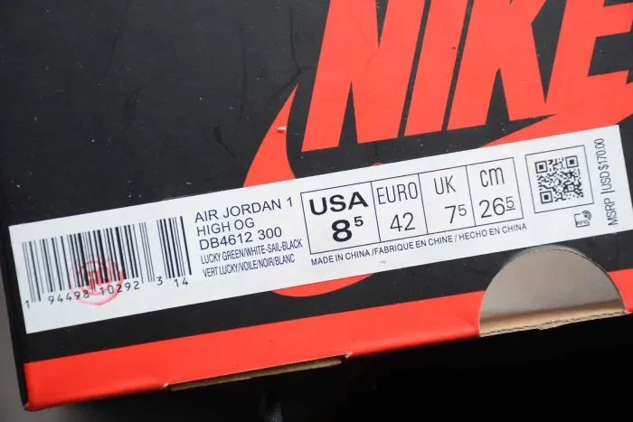 Air Jordan 1 White Green Black DB4612-300