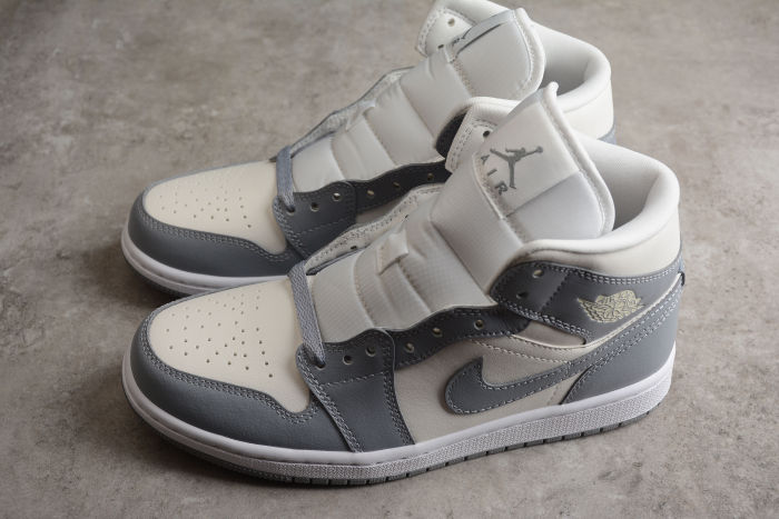 Air Jordan 1 Mid Stealth Grey Sail White