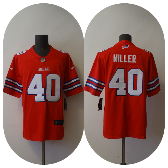Buffalo Bills Game Player Jersey Red NO.40 MILLER