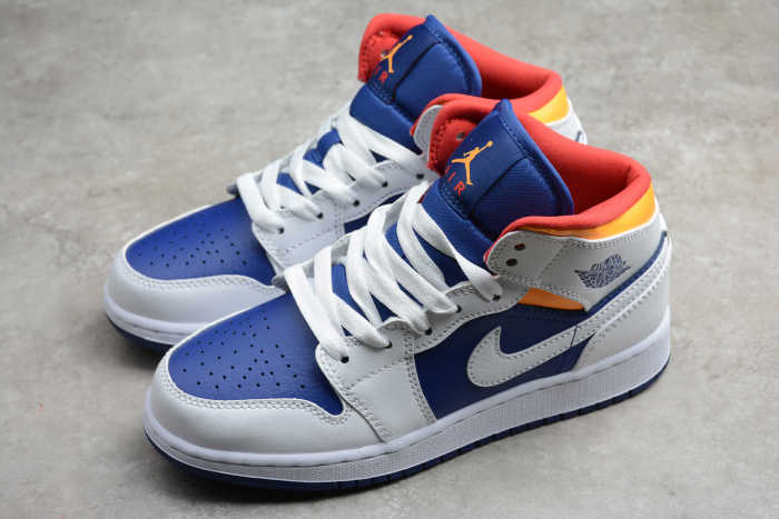 Air Jordan 1 Mid Laser Orange Deep Royal Blue 554725-131