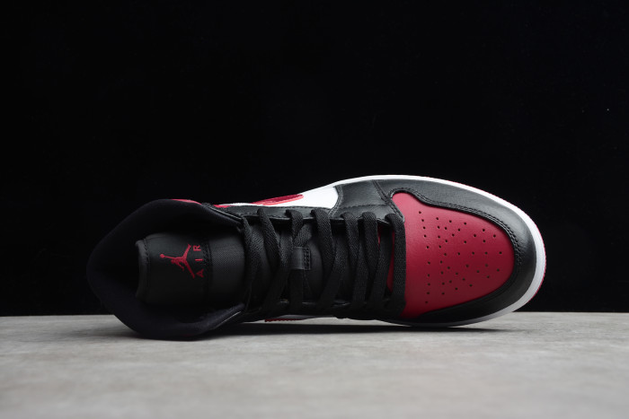 Air Jordan 1 Mid Bred Toe Black/Noble Red 554724-066