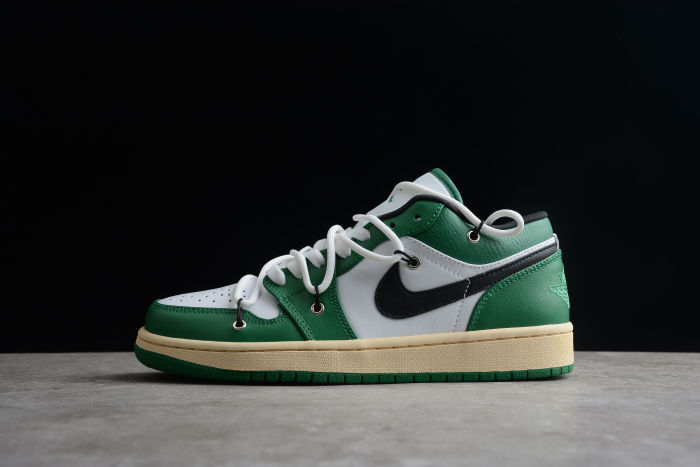 Air Jordan 1 Low Custom 'Green Stadium' Black White