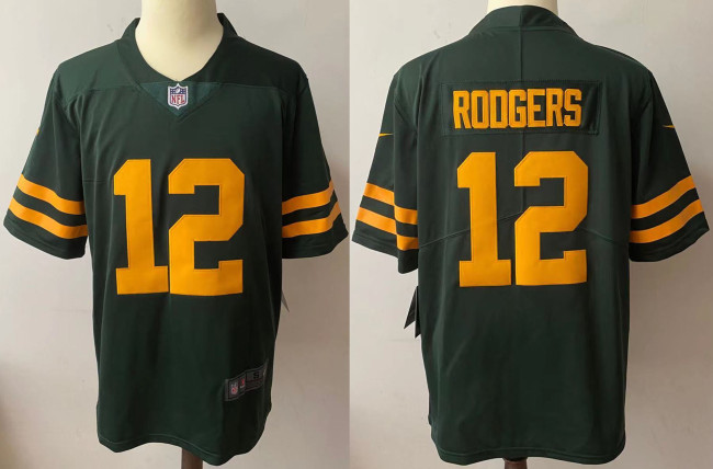 Green Bay Packers Jersey Replica green yellow letters 1996 NO.12 RODGERS