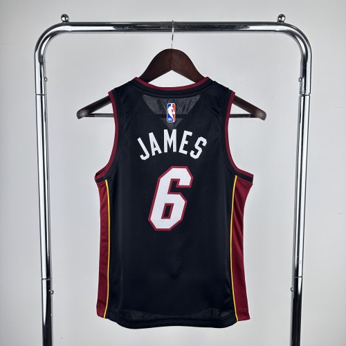 Miami Heat Kids Jersey Black 22/23 JAMES No. 6 James