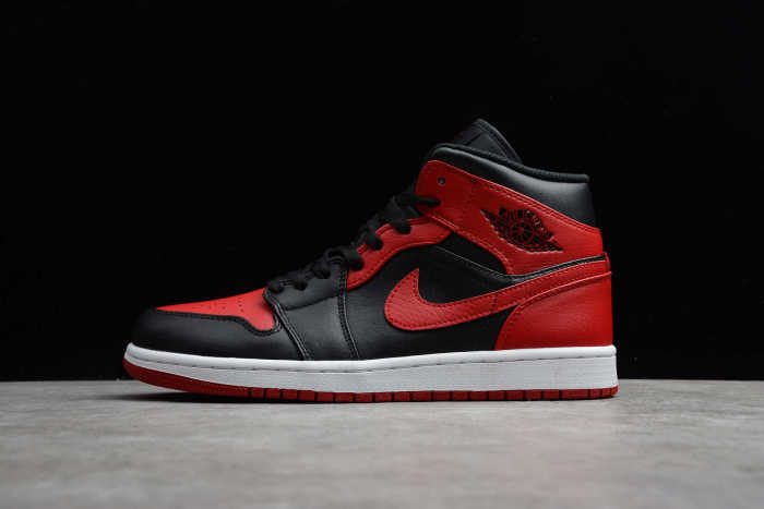 Air Jordan 1 Mid Banned Black Red White 554724-074