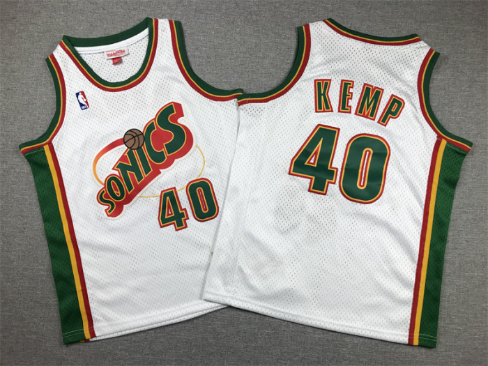 Seattle SuperSonics Kids Jersey White Classics Edition 95/96 NO.40 KEMP