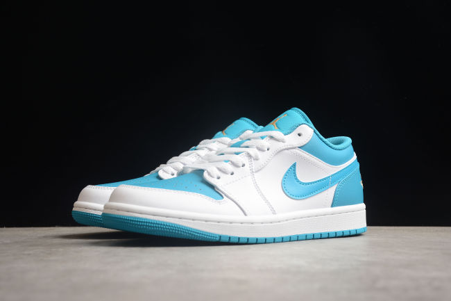 Air Jordan 1 Low Aquatone Blue White Gold 553558-174