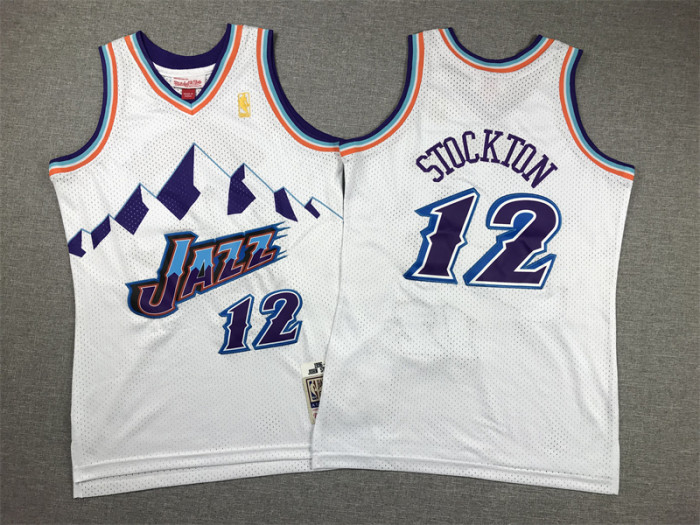 Utah Jazz KIds Jersey White Vintage Edition 96/97 NO.12 STOCKTON
