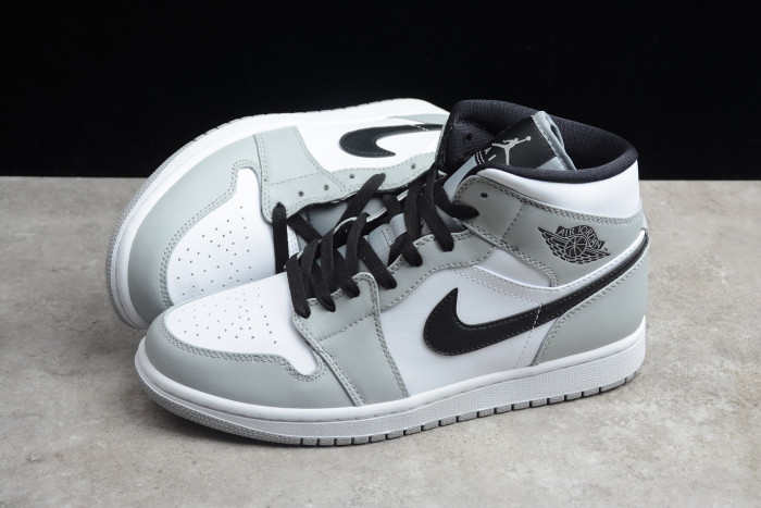 Air Jordan 1 Mid Light Smoke Grey White Black 554724-092