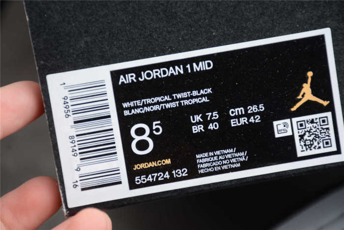 Air Jordan 1 Mid White Tropical Twist Black 554724-132