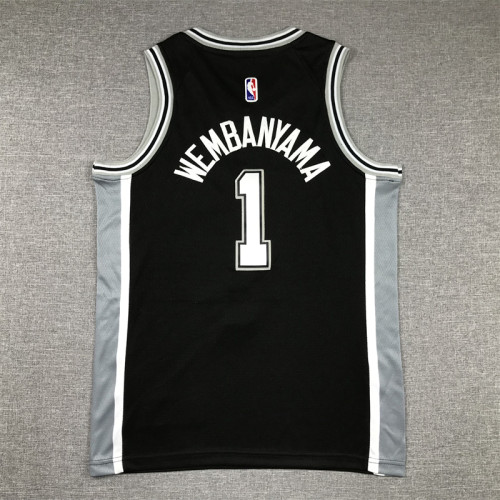 San Antonio Spurs KIds Jersey Black Throwback 98/99 NO.1 WEMBAMYAMA