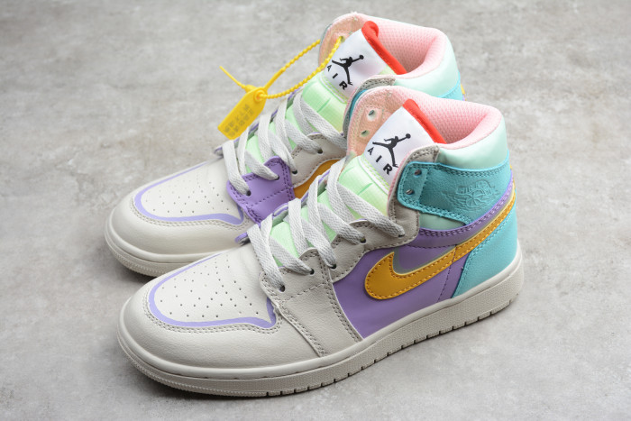 Air Jordan 1 GS white purple green orange 556298 007
