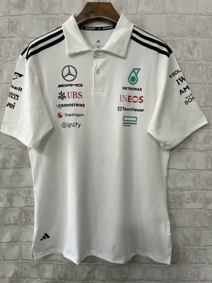 2025 Mercedes AMG Petronas Polo Shirt White NO Number