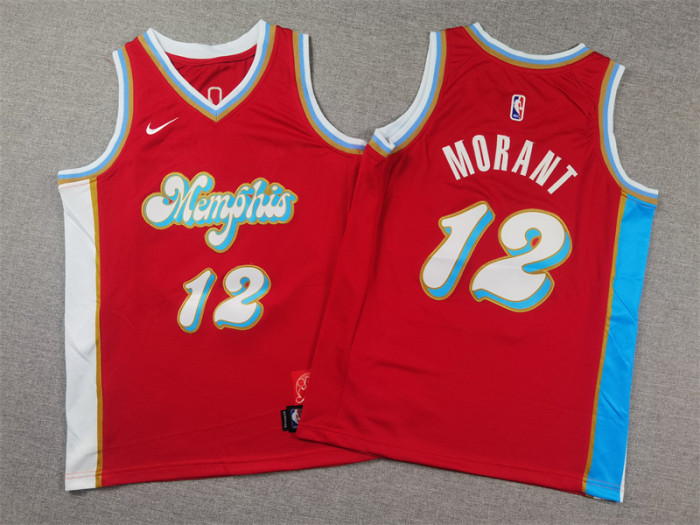 Memphis Grizzlies Kid Jersey Red City Edition 24/25 NO.12 MORANT
