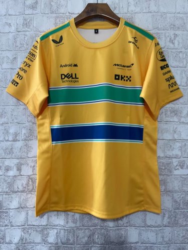 2024 McLaren T-Shirt Senna Monaco Special Edition Yellow NO Number