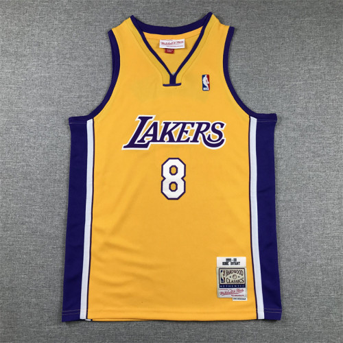 Los Angeles Lakers Kids Jersey Yellow V-neck Vintage 90s NO.8 BRYANT