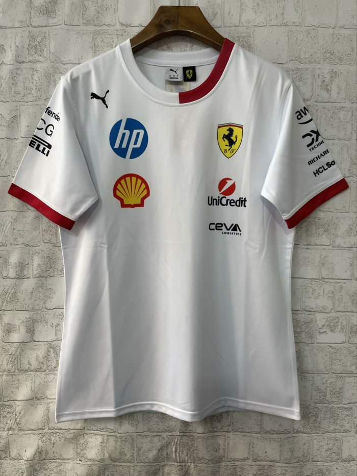 2025 Ferrari Racing T-Shirt Fleet Version White NO Number