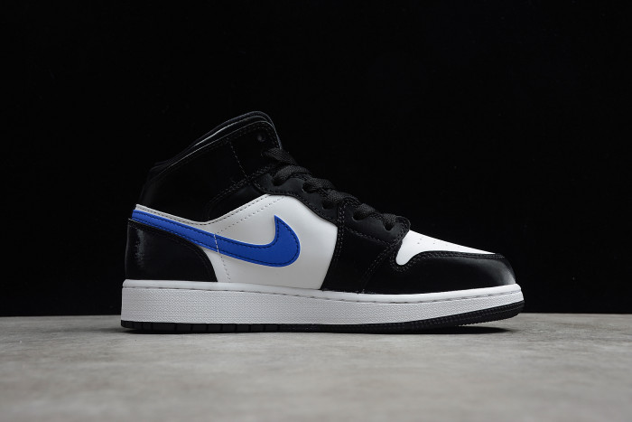 Air Jordan 1 Mid Black white Racer Blue 554725 084