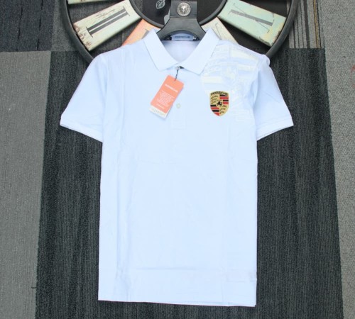 Porsche Crest Polo Shirt White NO Number