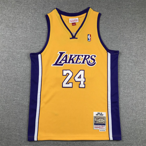 Los Angeles Lakers Kids Jersey Yellow V-neck Vintage 90s NO.24 BRYANT