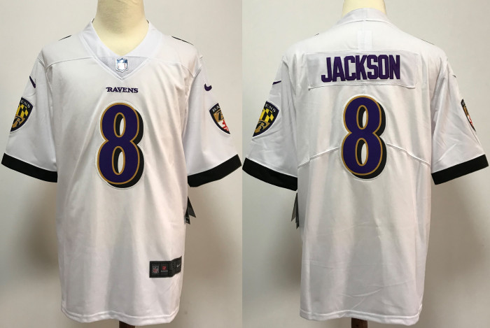 Baltimore Ravens Jersey White NO.8 JACKSON