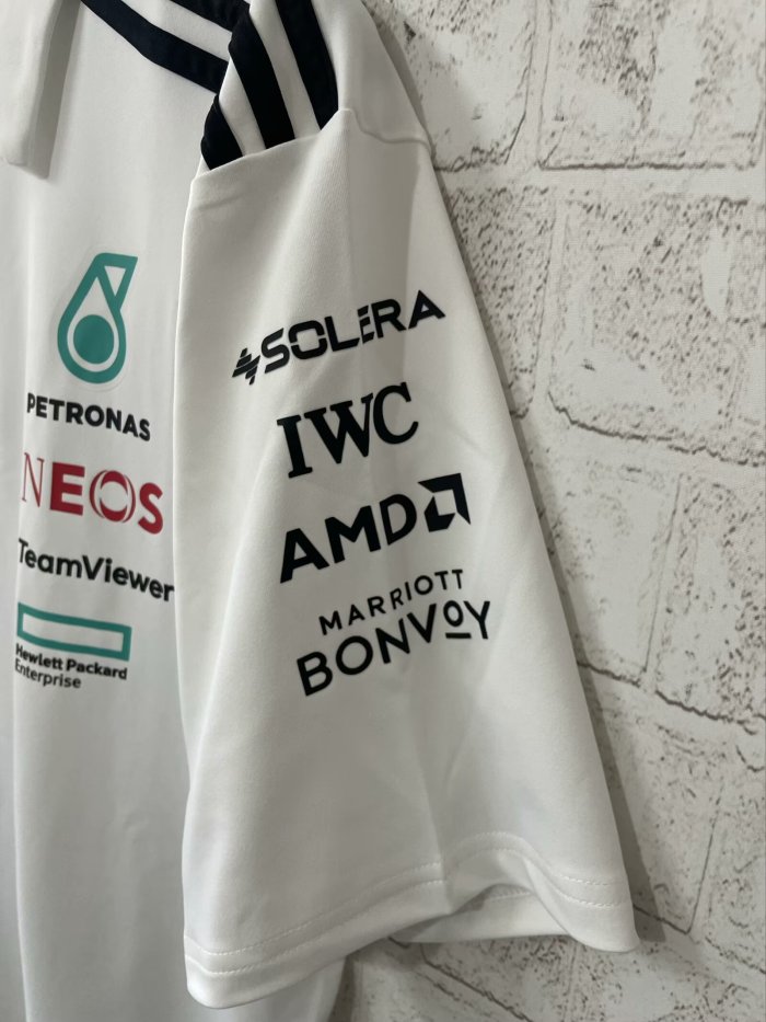 2025 Mercedes AMG Petronas Polo Shirt White NO Number