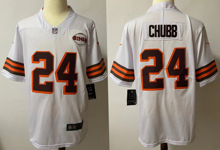 Cleveland Browns Jersey Vintage White NO.24 WCHUBB
