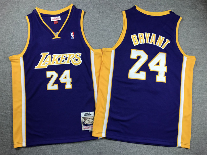 Los Angeles Lakers Kids Jersey Purple V-neck Vintage 90s NO. 24 BRYANT