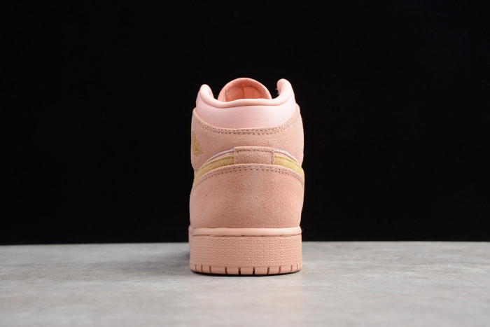 Air Jordan 1 Mid SE Mens 11 Coral Stardust Club Gold 852542-600