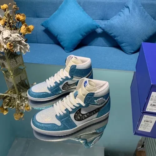 Air Jordan 1 Diamond DIY Blue White