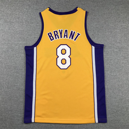 Los Angeles Lakers Kids Jersey Yellow V-neck Vintage 90s NO.8 BRYANT