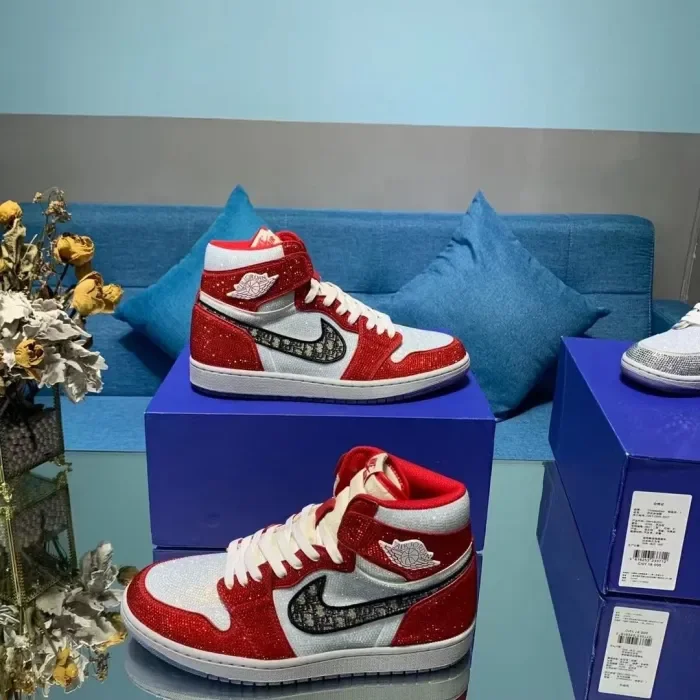 Air Jordan 1 Diamond DIY Red White