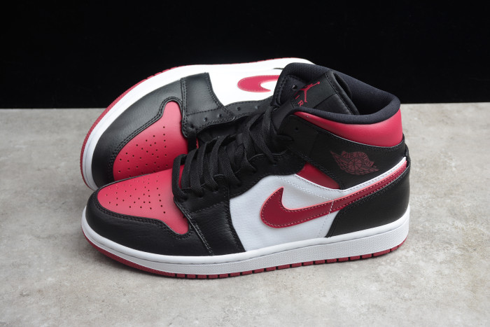 Air Jordan 1 Mid Bred Toe Black/Noble Red 554724-066