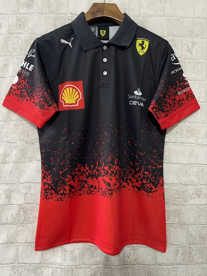 Ferrari Racing Polo Shirt Black Red NO Number