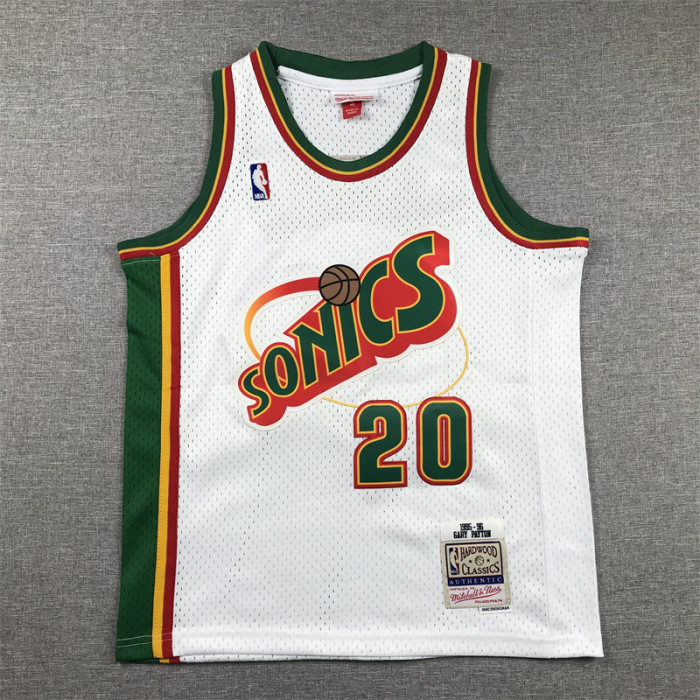 Seattle SuperSonics Kids Jersey White Classics Edition 95/96 NO.20 PAYTON