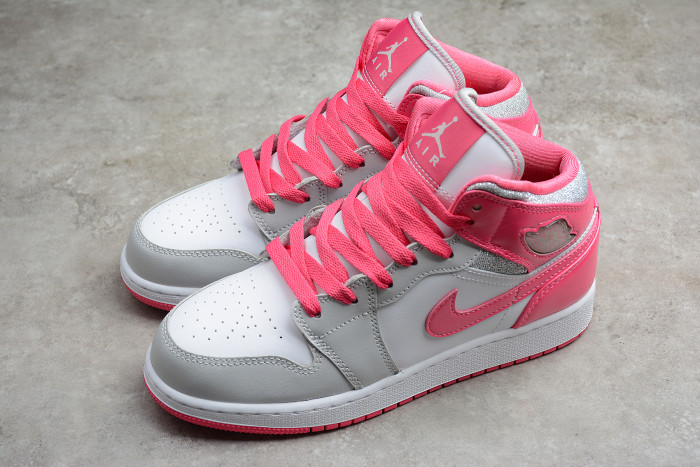 Air Jordan 1 Mid GS Platinum Pink White 555112-109