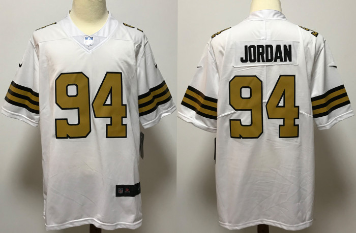 New Orleans Saints Jersey white gold lettering NO.94 JORDAN