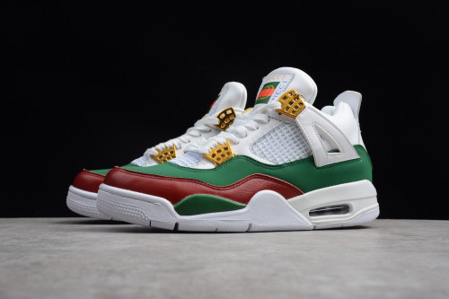 Air Jordan 4 GG White/Green-Red-Gold 308599-111