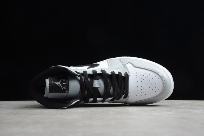 Air Jordan 1 Mid Light Smoke Grey White Black 554724-092
